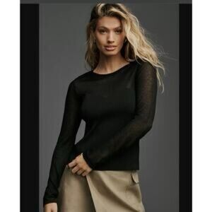 By Anthropologie Sheer Long Sleeve Blouse